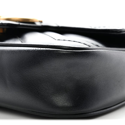 Calfskin Matelasse Super Mini GG Marmont Shoulder Bag Black