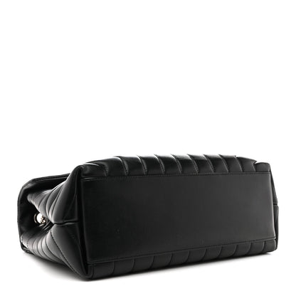 Calfskin Y Quilted Monogram Medium Loulou Chain Satchel Black