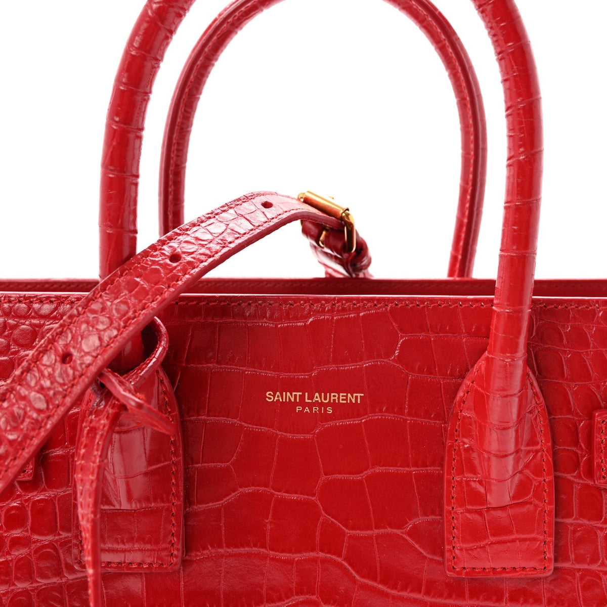 Calfskin Crocodile Embossed Baby Sac de Jour Eros Red