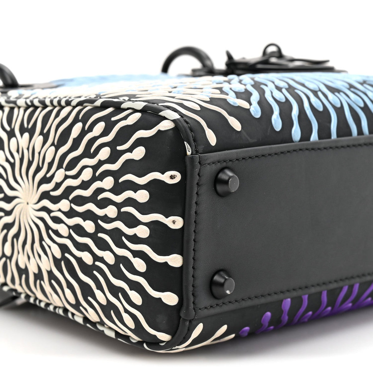 X BHARTI KHER Calfskin Painted Mini Lady Dior Black
