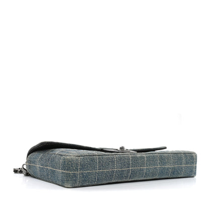 Denim Chocolate Bar Quilted East West Flap