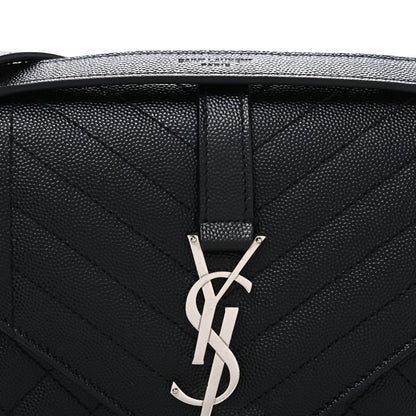 Grain De Poudre Textured Mixed Matelasse Triquilt Medium Monogram Satchel Black
