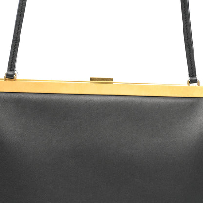 Smooth Calfskin Medium Clasp Shoulder Bag Black