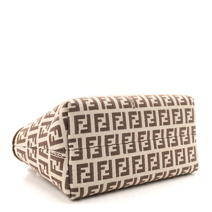 Vitello Grace Jacquard FF Mini By The Way Top Handle Boston Bag  Gianduia Panna
