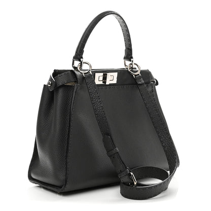 Cuoio Romano Selleria Bi-Color Medium Peekaboo Iconic Satchel Asphalt Milk