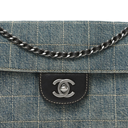 Denim Chocolate Bar Quilted East West Flap
