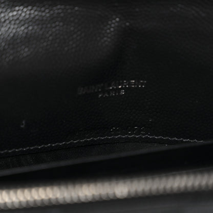 Grain De Poudre Matelasse Chevron Monogram Envelope Chain Wallet Black