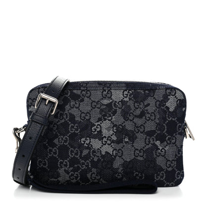 Denim GG Monogram Camouflage Small Crossbody Bag Blue