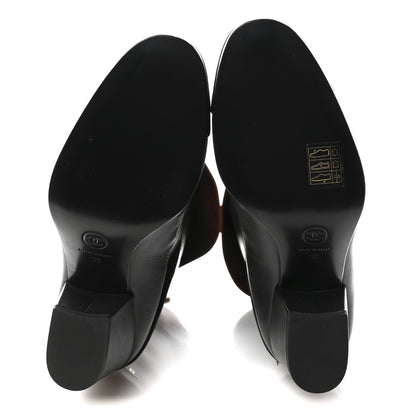 Calfskin CC Fold Over Boots 38 Black Brown