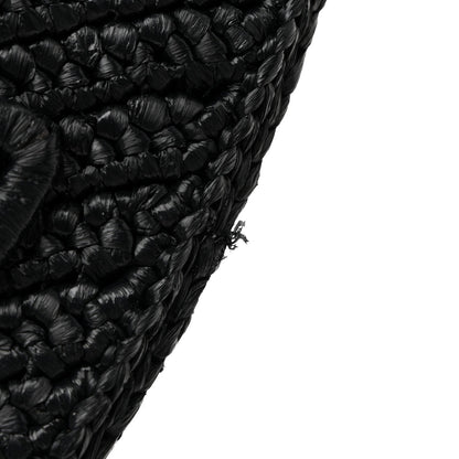 Yarn Raffia Effect Crochet Triangle Shoulder Bag Black