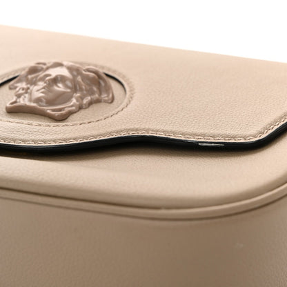 Grained Calfskin La Medusa Flap Shoulder Bag Taupe