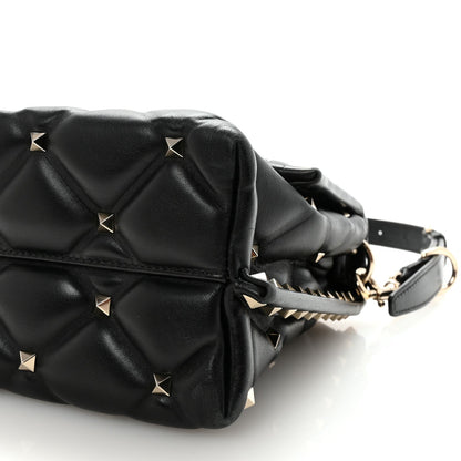 Lambskin VLTN Print Candystud Top Handle Bag Black