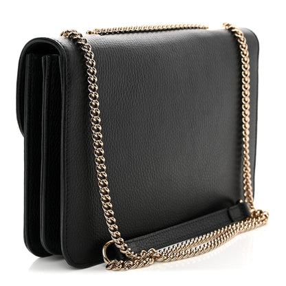 Dollar Calfskin Interlocking G Shoulder Bag Black