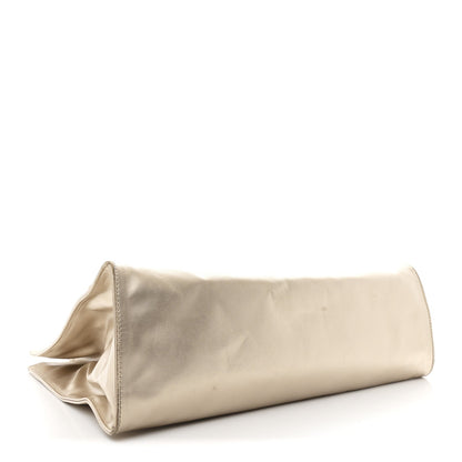 Metallic Vegan Leather Medium Shopping Bag Gold