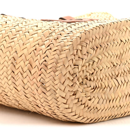 Raffia Calfskin Triomphe Medium Panier Tan