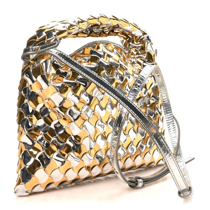 Metallic Lambskin Intrecciato Mini Hop Silver Gold