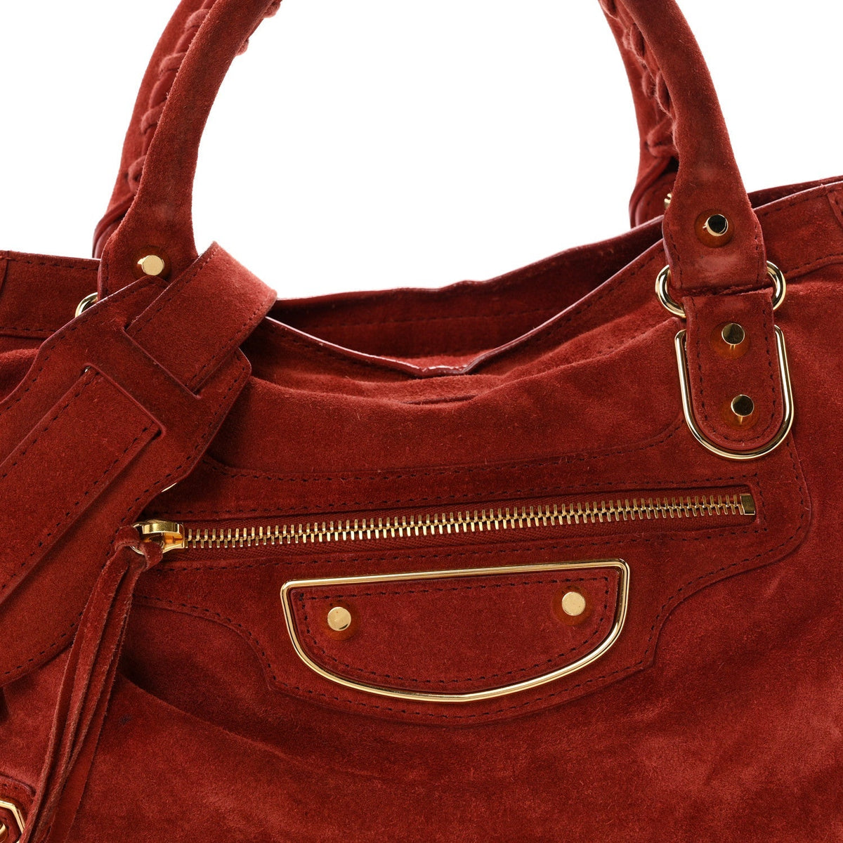 Baby Daim Suede Gold Metallic Edge Hardware City Bois De Rose Fonce