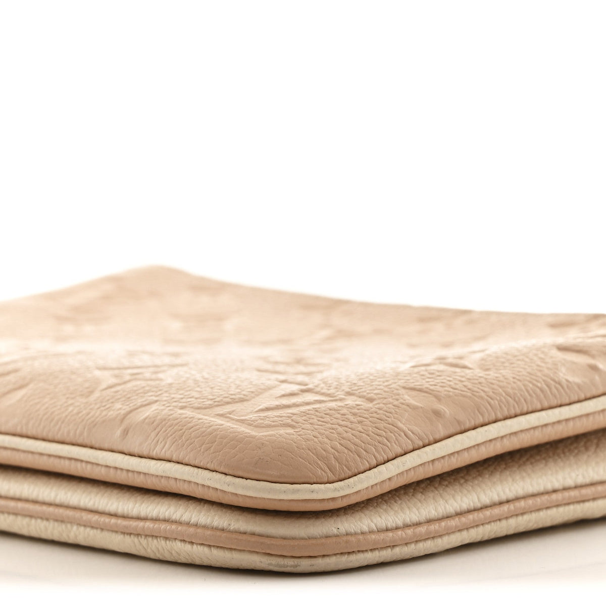Empreinte Double Zip Pochette Beige Rose Creme