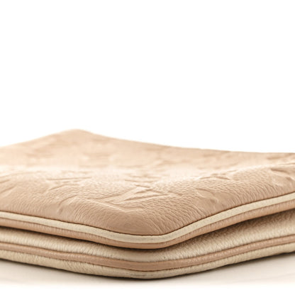 Empreinte Double Zip Pochette Beige Rose Creme