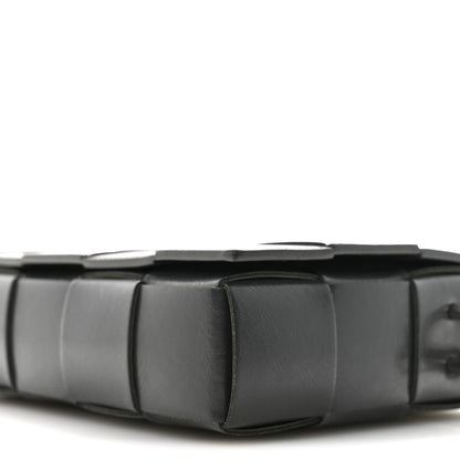 Calfskin Maxi Intreccio Cassette With Strap Bag Dark Green