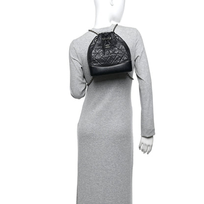 Aged Calfskin Quilted Small Gabrielle Backpack Black