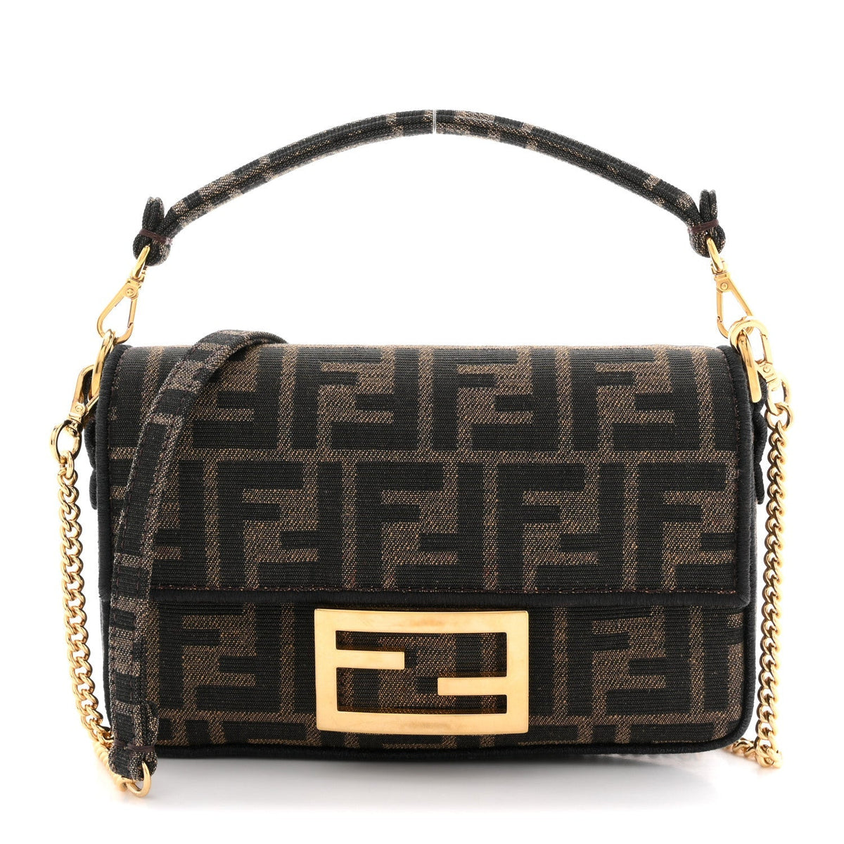 Fabric Jacquard FF 1974 Mini Baguette Tobacco Moro Black