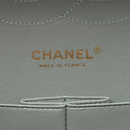 Caviar Quilted Jumbo Double Flap Light Blue