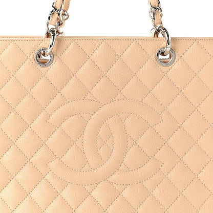 Caviar Quilted Grand Shopping Tote GST Beige
