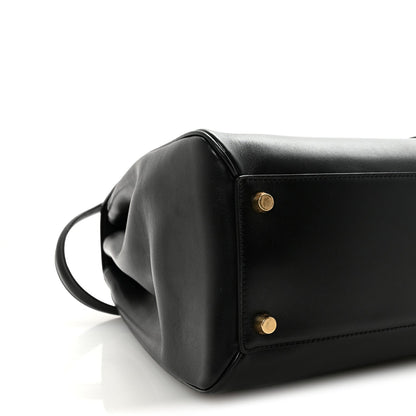 Satinated Calfskin Large 16 Top Handle Bag Black