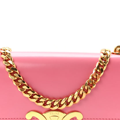Shiny Calfskin Triomphe Chain Shoulder Bag Flamingo