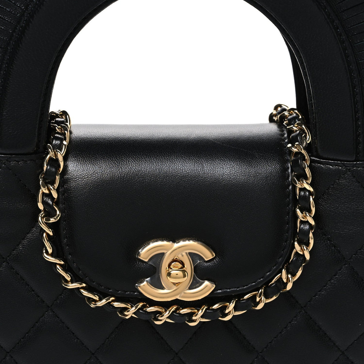 Lambskin Fringe Nano Kelly Shopper Black
