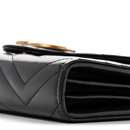 Calfskin Matelasse GG Marmont Chain Wallet Black
