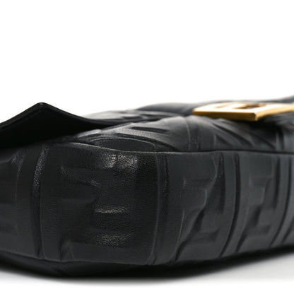 Nappa FF 1974 Embossed Large Baguette Black