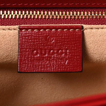 GG Supreme Monogram Azalea Calfskin Horsebit 1955 Shoulder Bag Beige Ebony New Cherry Red