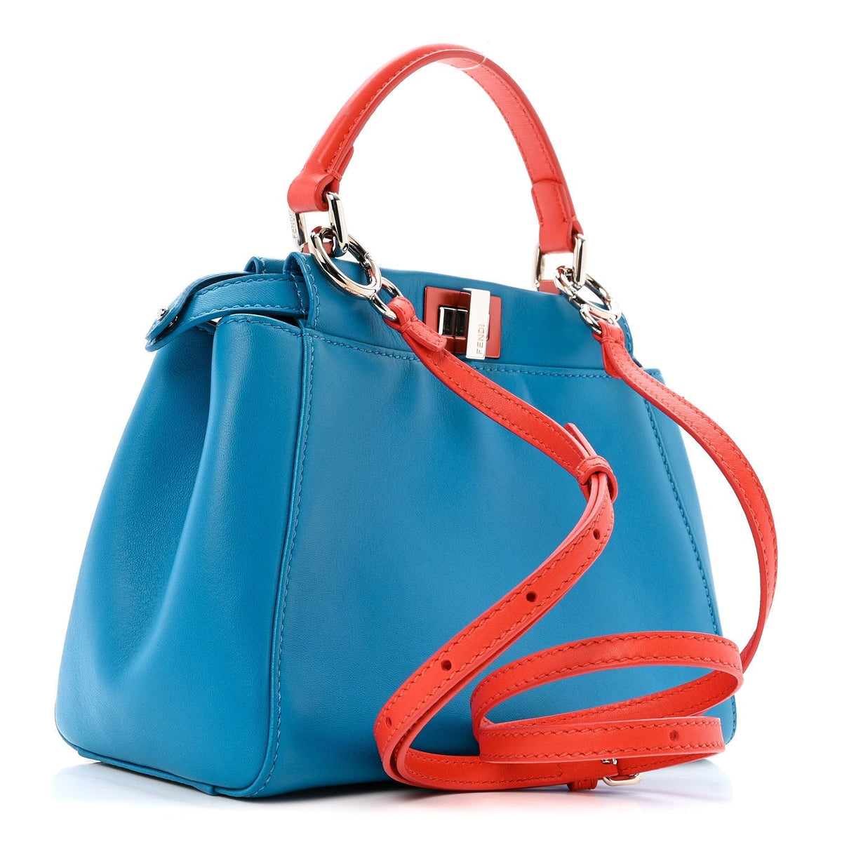 Nappa Colorblock Mini Peekaboo Iconic Satchel Blue Royal Papavero Cuoio