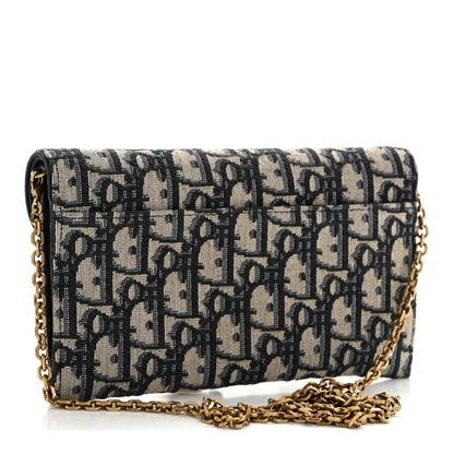 Oblique Saddle Chain Long Wallet Blue