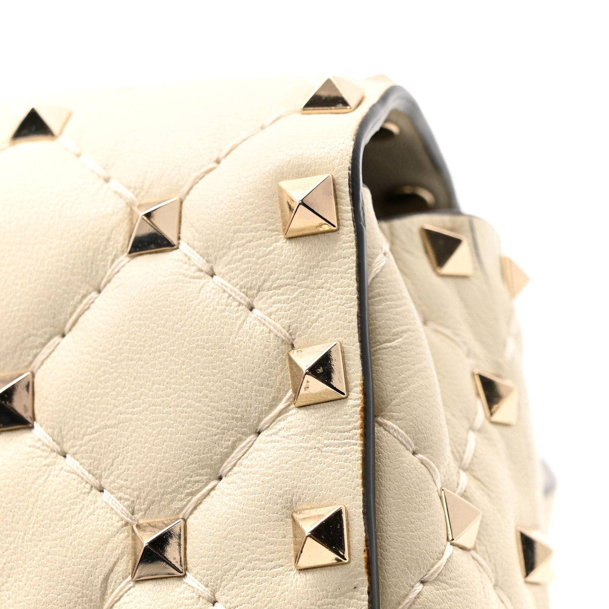 Lambskin Rockstud Spike Belt Bag 85 Ivory