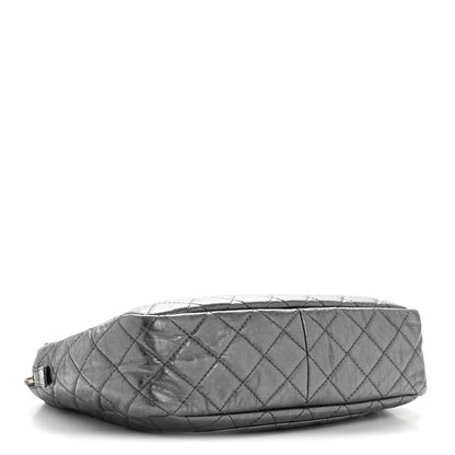 Metallic Aged Calfskin Quilted Large Reissue Camera Case Silver