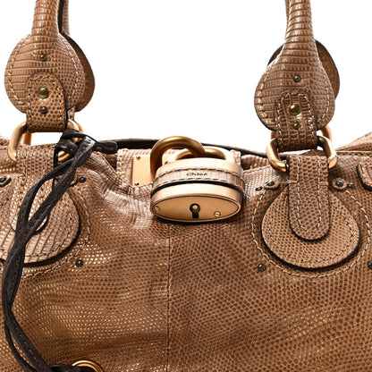 Lizard Medium Paddington Satchel Bronze