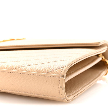 Grain De Poudre Matelasse Chevron Monogram Chain Wallet Nude Powder