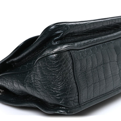 Crocodile Embossed Calfskin Monogram Medium Niki Chain Satchel Algea