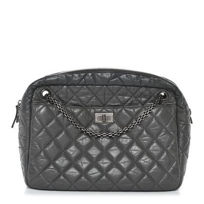 Aged Calfskin Quilted Large Reissue Camera Case Grey