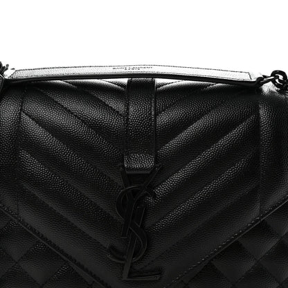 Grain De Poudre Textured Mixed Matelasse Triquilt Medium Monogram Monochrome Satchel Black