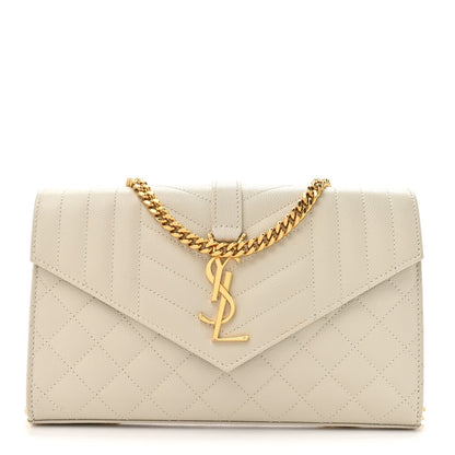 Grain De Poudre Mixed Matelasse Triquilt Monogram Chain Wallet Crema Soft