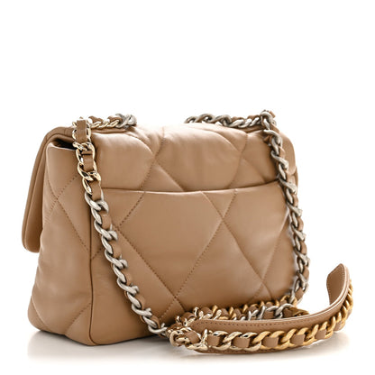 Lambskin Quilted Medium Chanel 19 Flap Beige