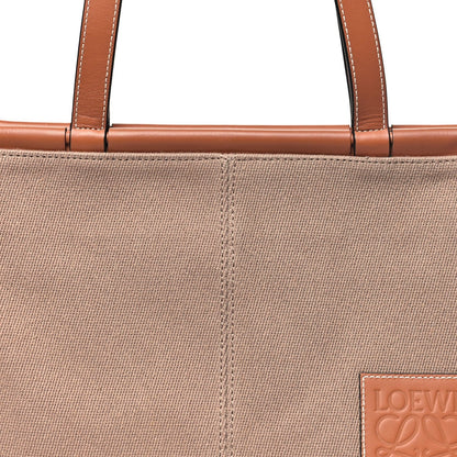 Canvas Calfskin Cushion Tote Taupe