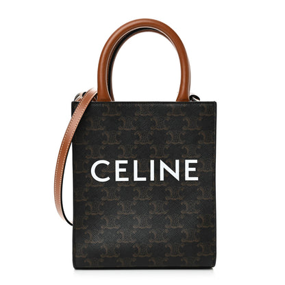 Triomphe Canvas Calfskin Mini Vertical Cabas Tan