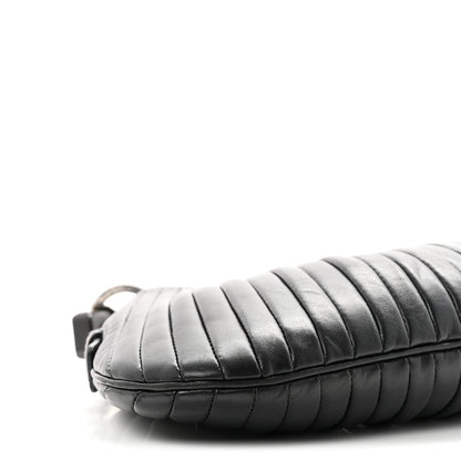 Pleated Lambskin Horn Mini Mombasa Hobo Black