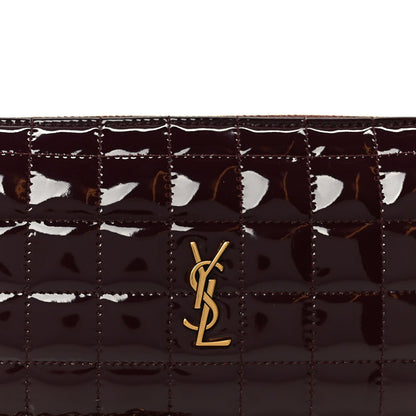 Patent Calfskin Carre Quilted Cassandre Pouch On Chain Purple