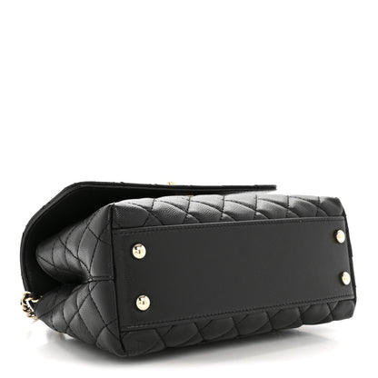 Caviar Quilted Mini Coco Handle Flap Black